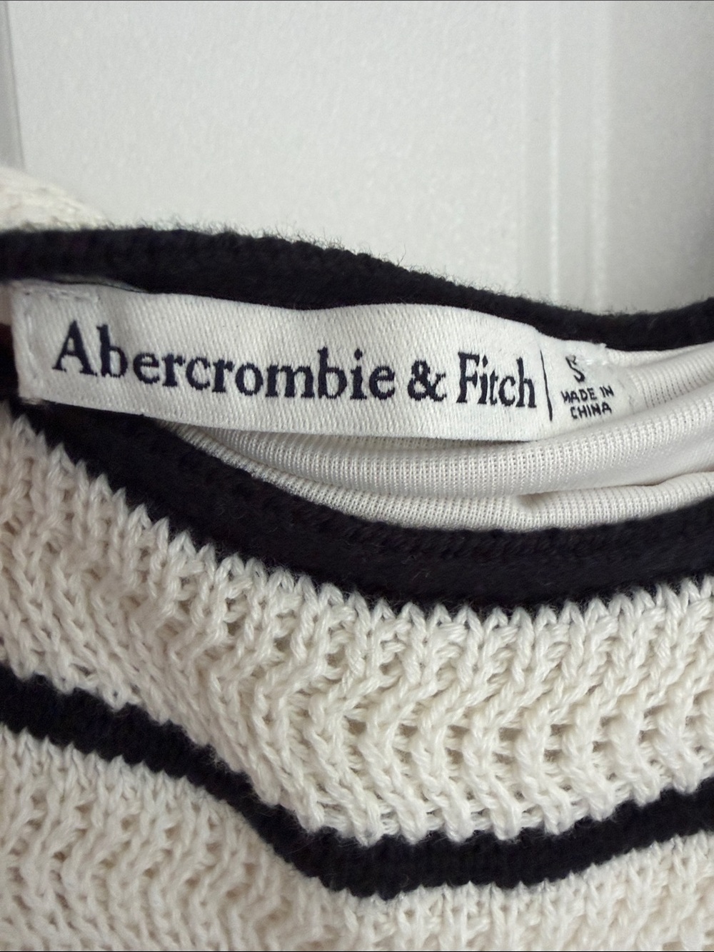 Abercrombie & Fitch Cream Crochet Maxi Dress with Black Accents - Picture 2 of 3